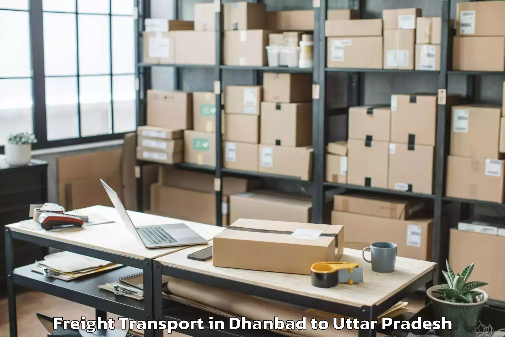 Easy Dhanbad to Mahavan Freight Transport Booking